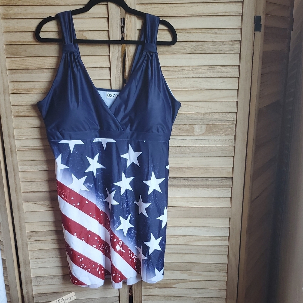 Unbranded Patriotic Stars and Stripes Dress Beach cover-up Plus sz 4X